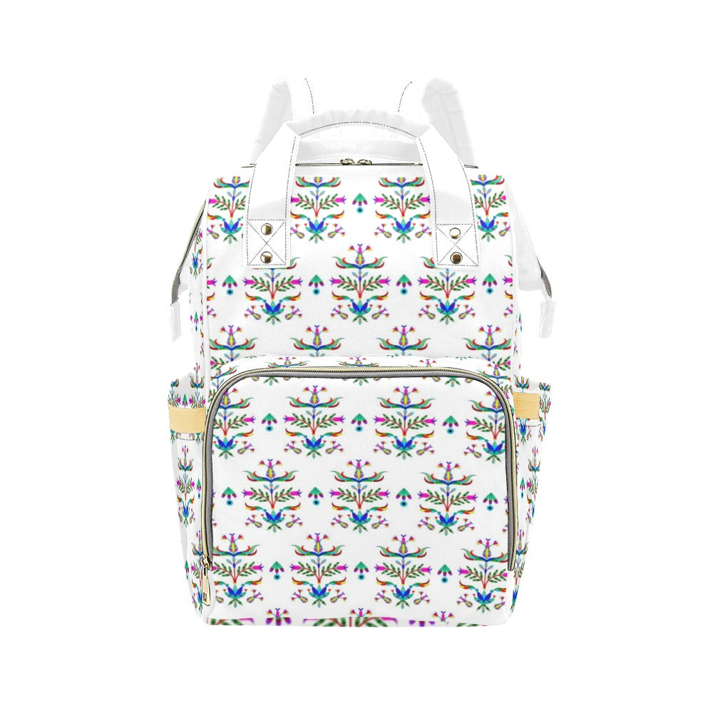 Dakota Damask White Multi-Function Diaper Backpack/Diaper Bag