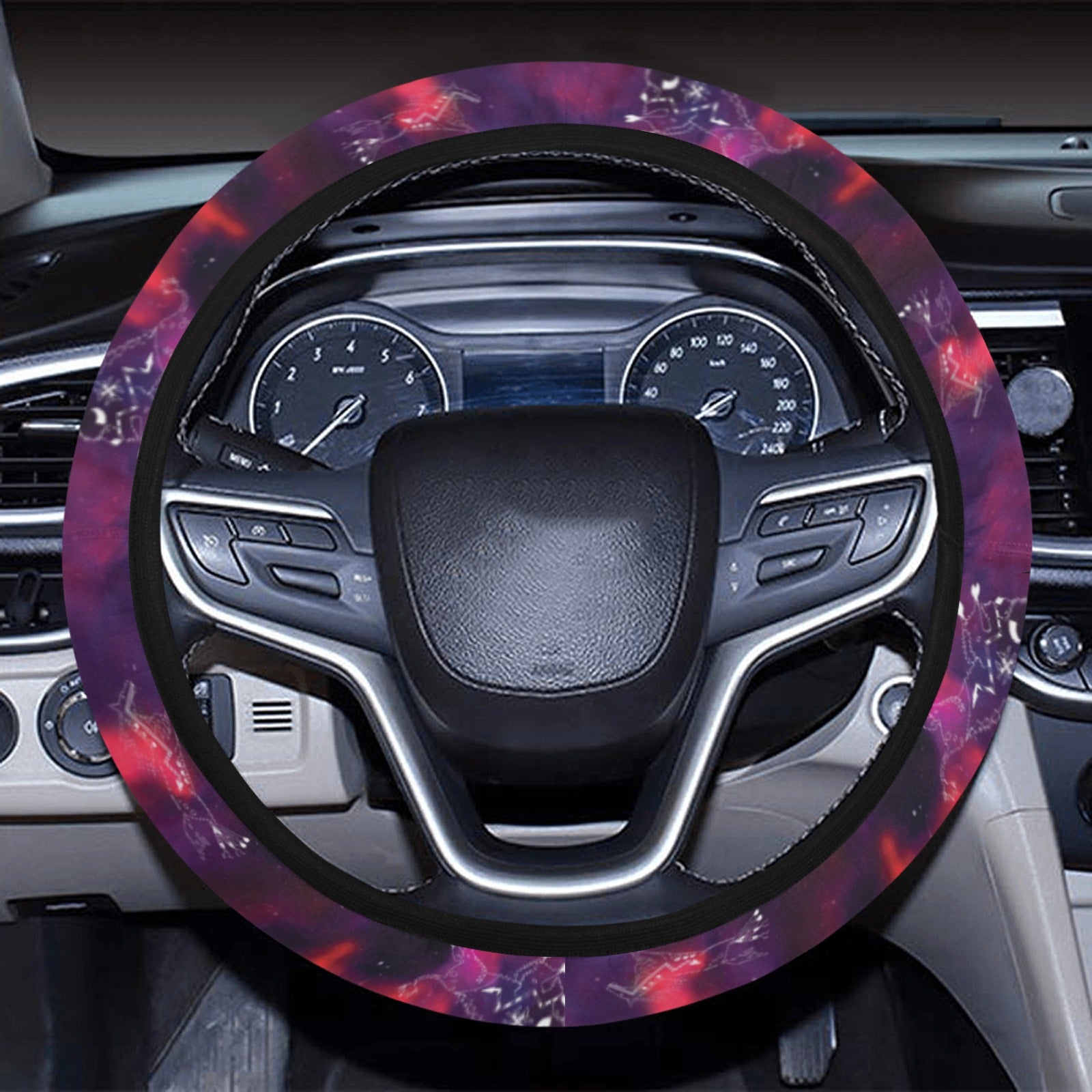 Animal Ancestors 3 Blue Pink Swirl Steering Wheel Cover with Elastic Edge