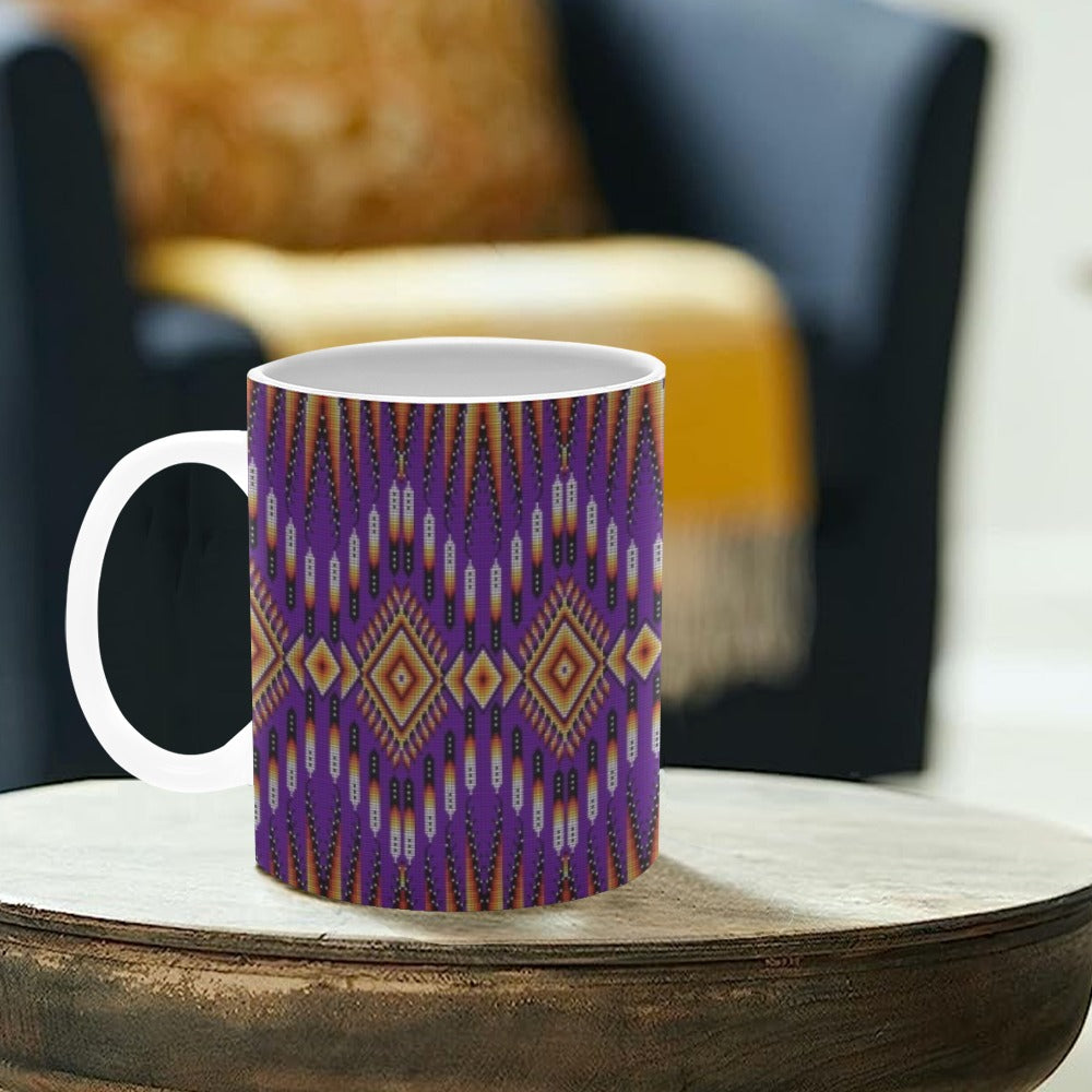 Fire Feather Purple White Mug(11OZ)