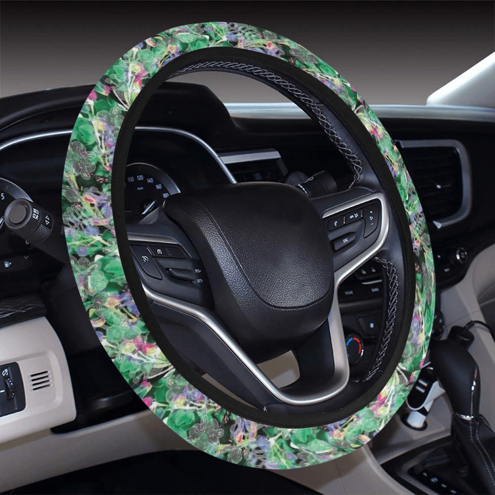 Culture in Nature Green Steering Wheel Cover with Elastic Edge