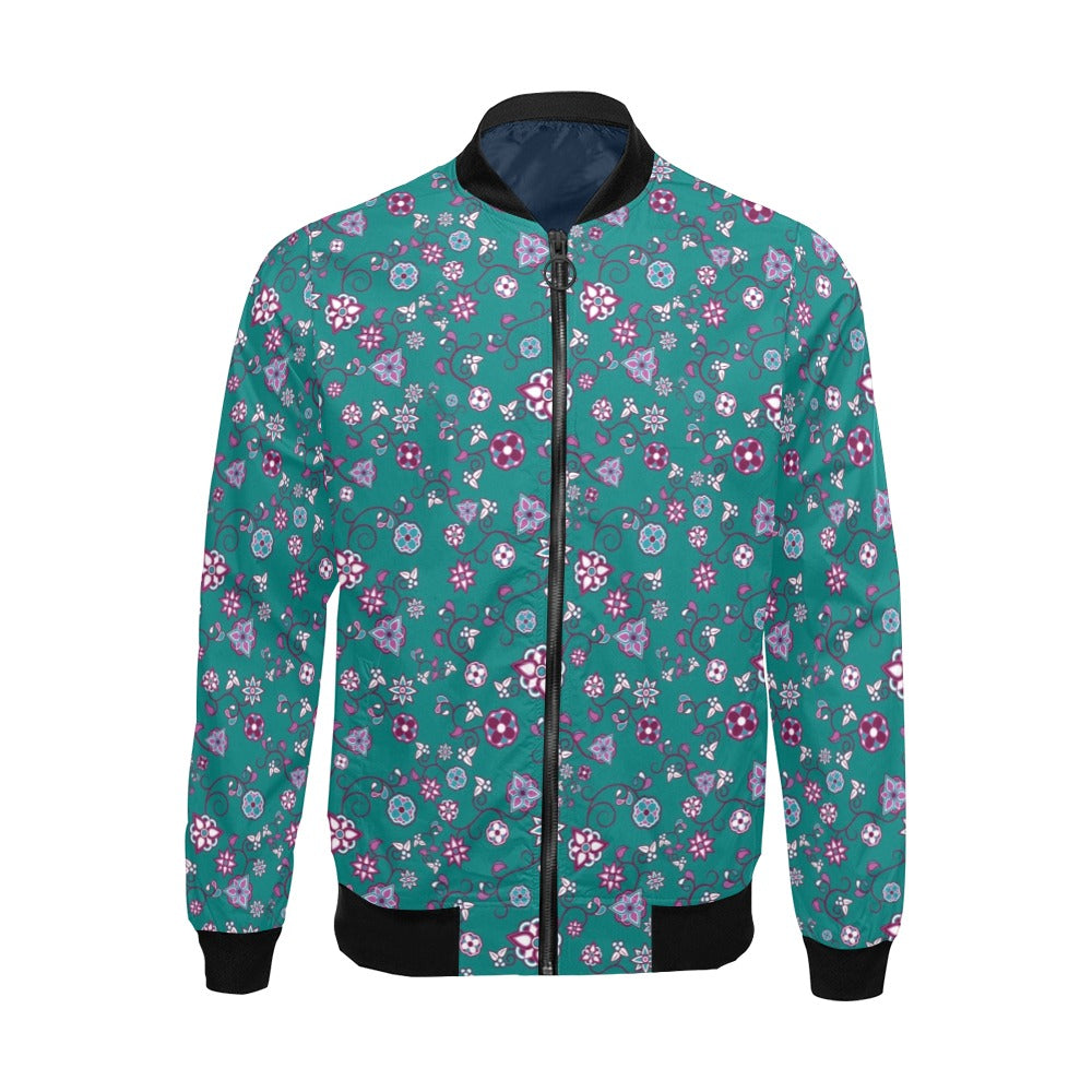 Burgundy Bloom Bomber Jacket for Men