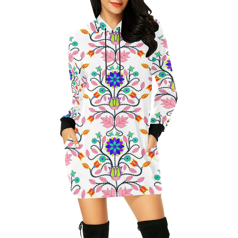 Floral Beadwork Four Clans White Hoodie Dress