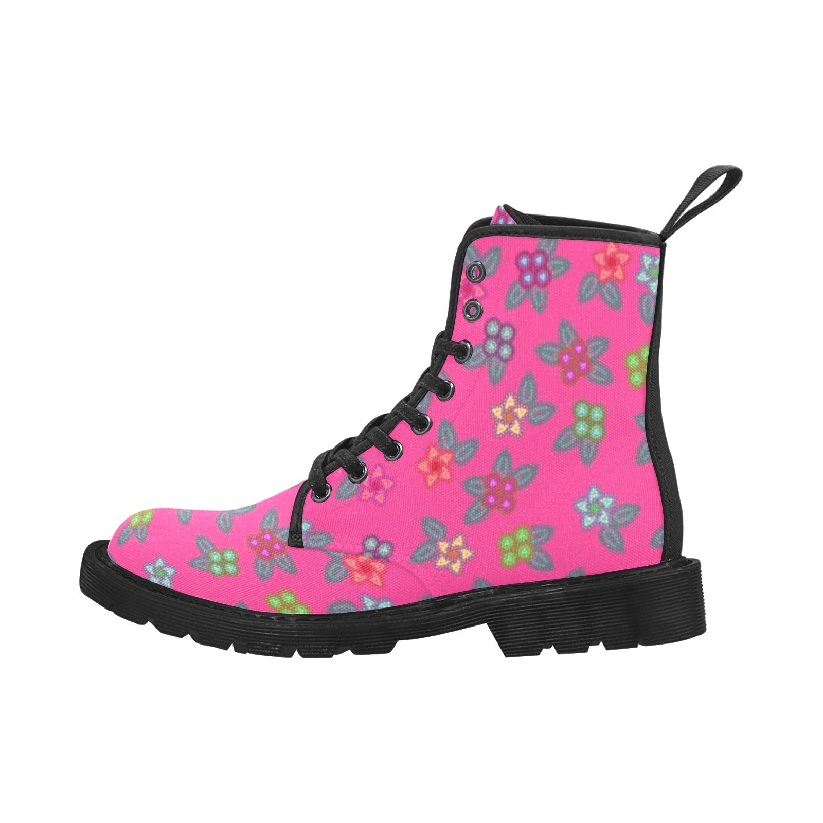 Berry Flowers Boots for Men (Black)