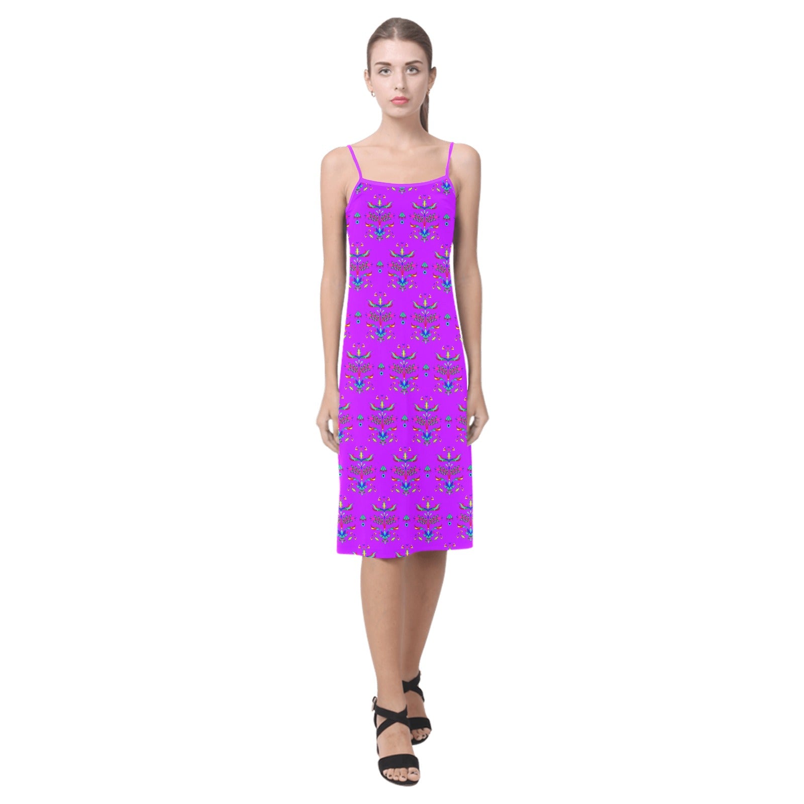 Dakota Damask Purple Alcestis Slip Dress