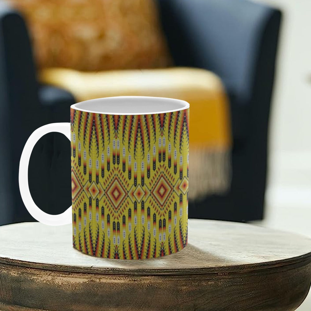 Fire Feather Yellow White Mug(11OZ)