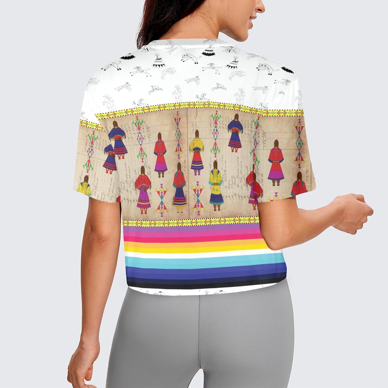 Ledger Round Dance Clay Women's Cropped T-shirt