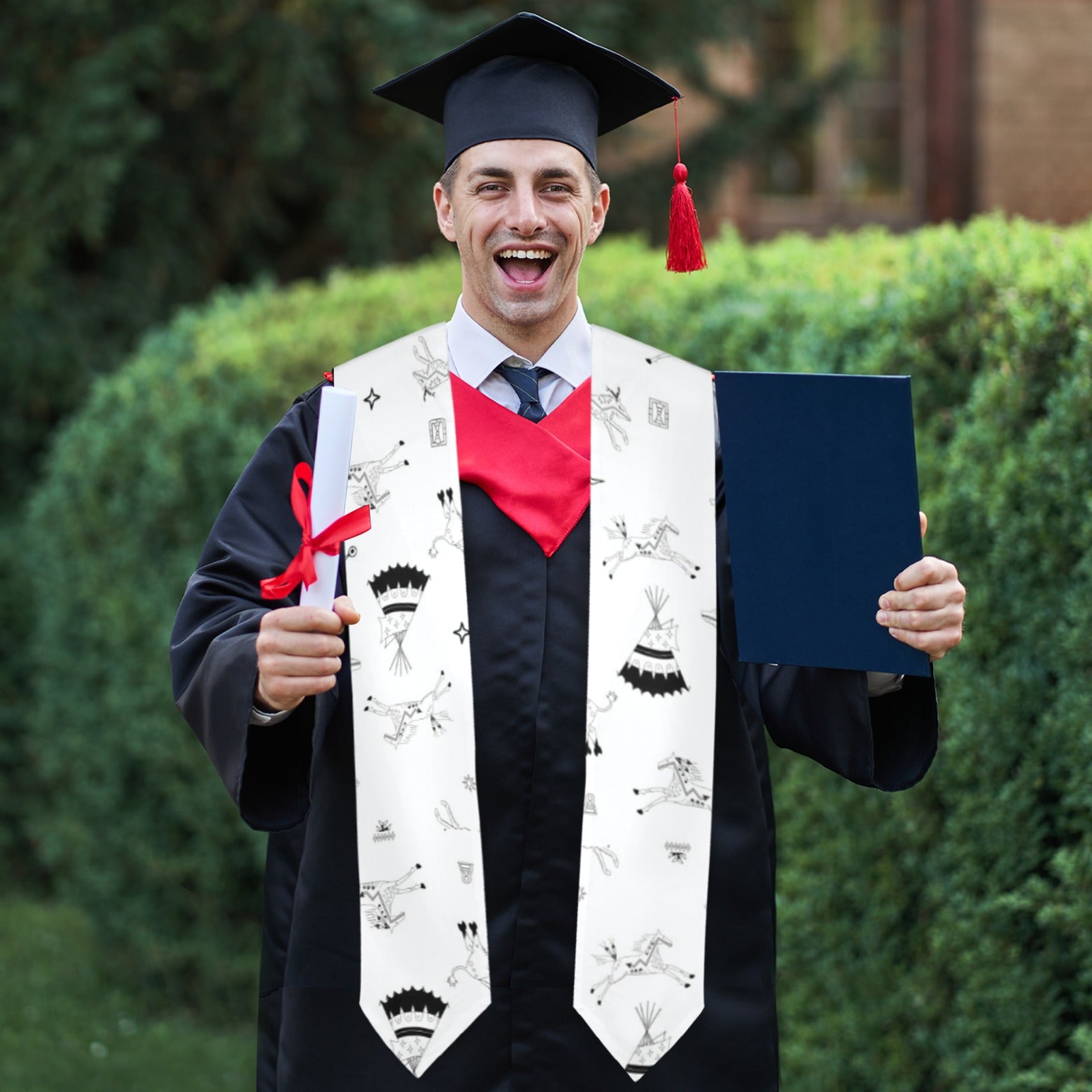 Ledger Dables White Graduation Stole