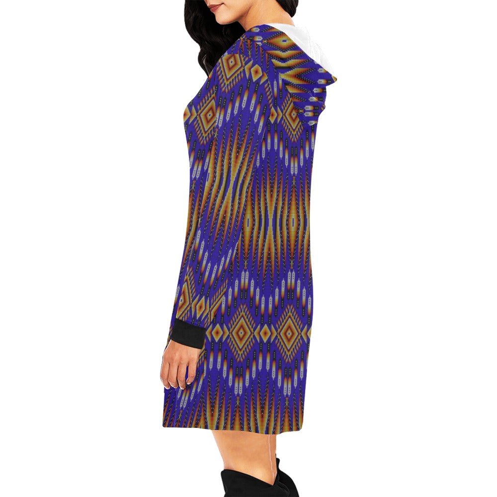 Fire Feather Blue Hoodie Dress