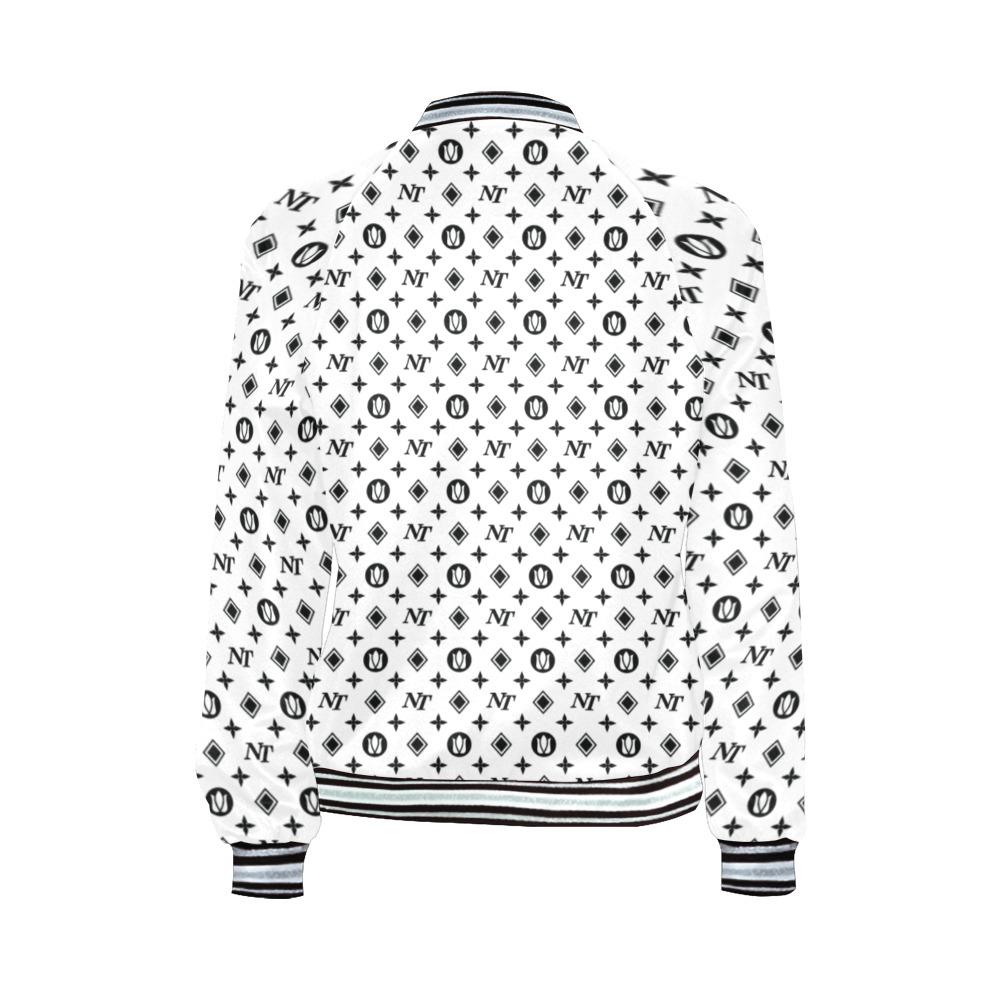 Fancy NT Pattern White on White All Over Print Bomber Jacket for Women (Model H21) All Over Print Bomber Jacket for Women (H21) e-joyer 