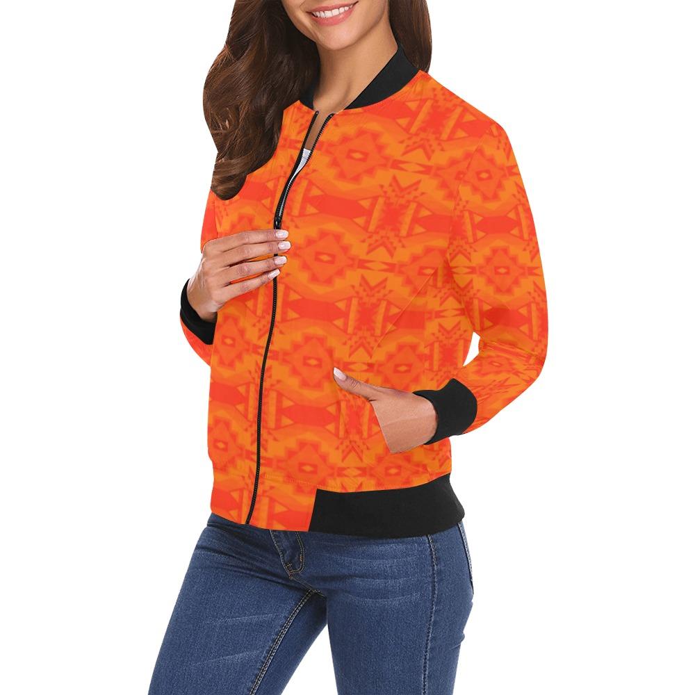 Fancy Orange A feather for each All Over Print Bomber Jacket for Women (Model H19) All Over Print Bomber Jacket for Women (H19) e-joyer 