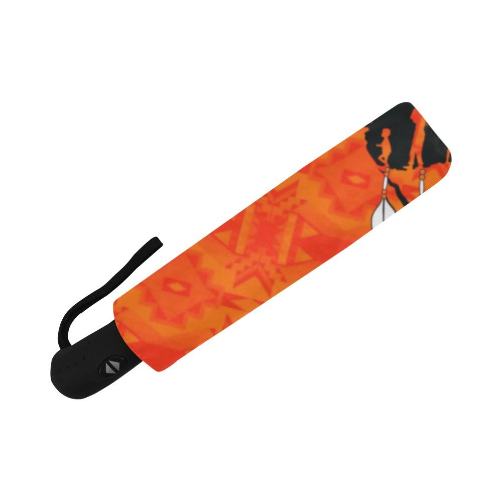 Fancy Orange A feather for each Auto-Foldable Umbrella (Model U04) Auto-Foldable Umbrella e-joyer 