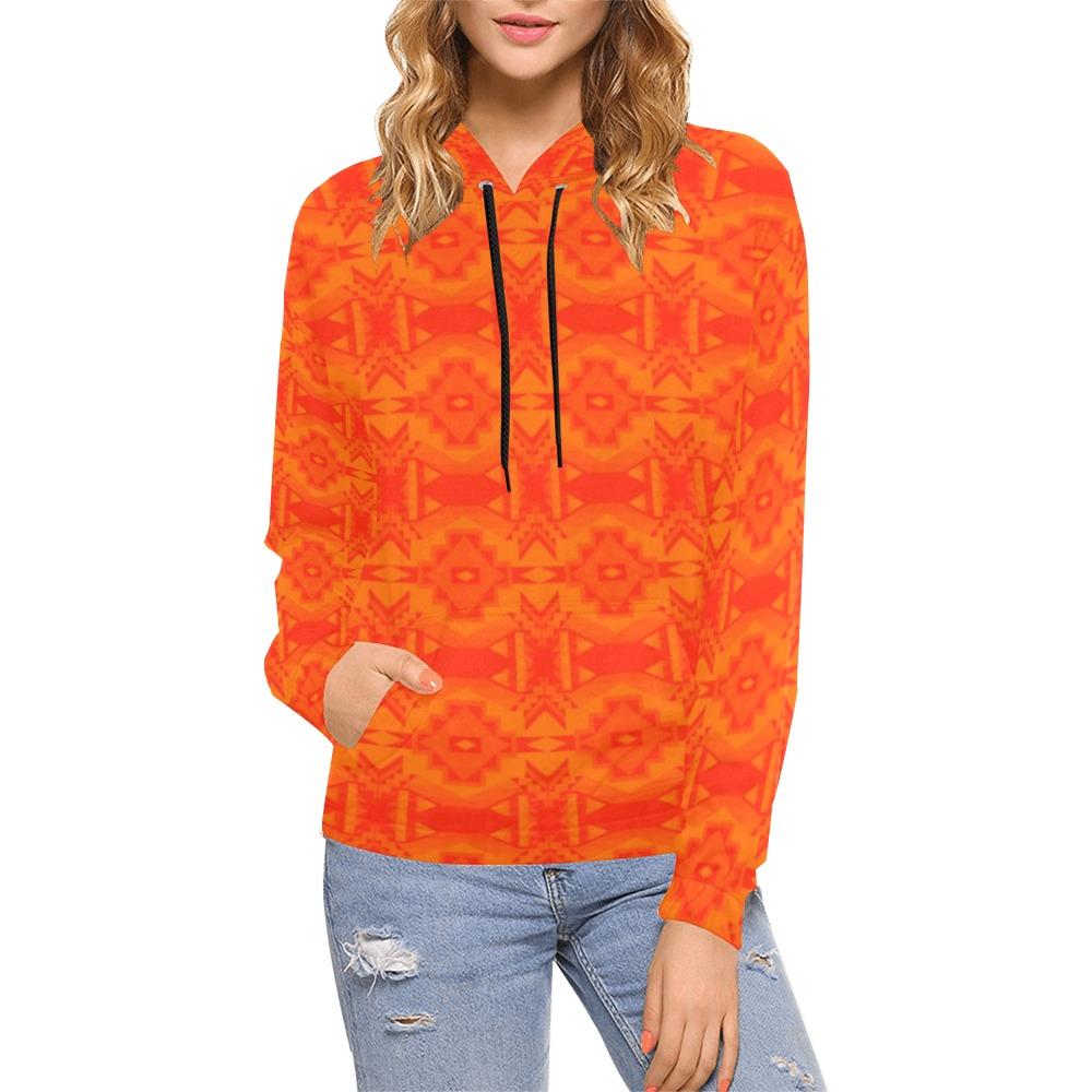 Fancy Orange All Over Print Hoodie for Women (USA Size) (Model H13) All Over Print Hoodie for Women (H13) e-joyer 