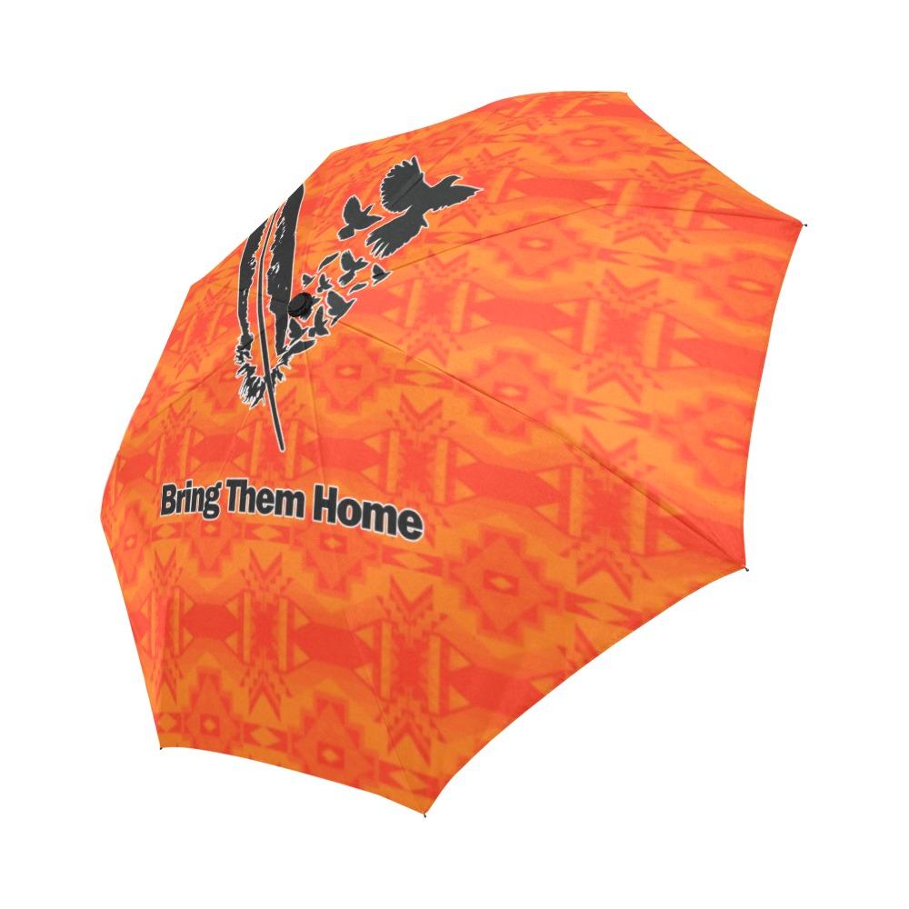 Fancy Orange Bring Them Home Auto-Foldable Umbrella (Model U04) Auto-Foldable Umbrella e-joyer 