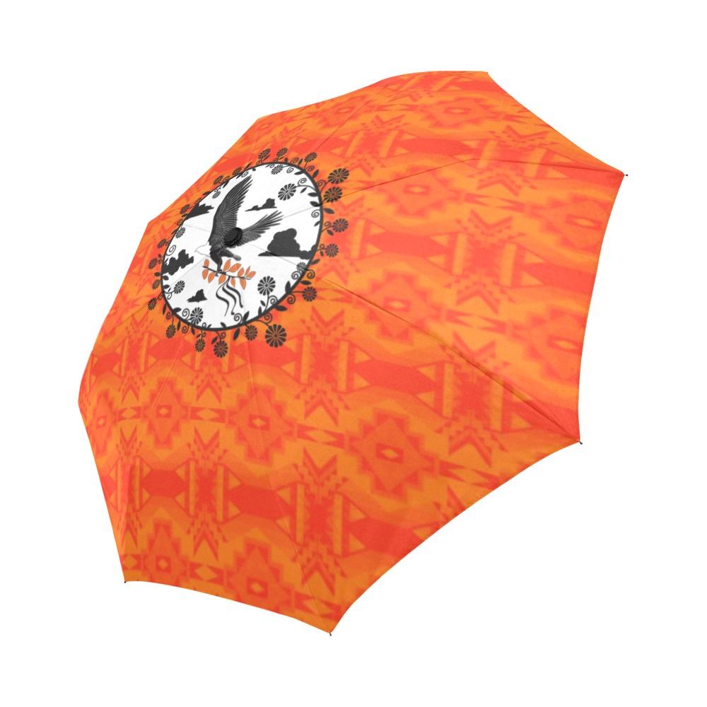 Fancy Orange Carrying Their Prayers Auto-Foldable Umbrella (Model U04) Auto-Foldable Umbrella e-joyer 