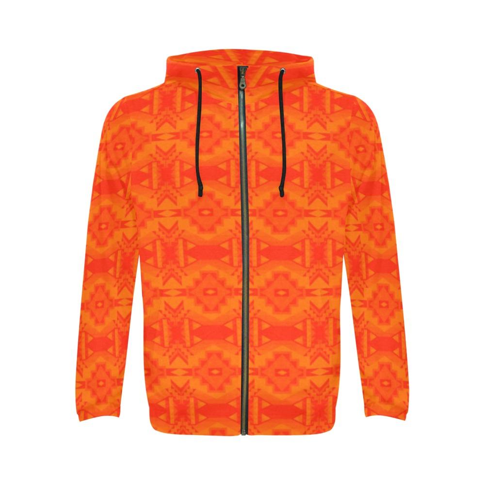 Fancy Orange Feather Directions All Over Print Full Zip Hoodie for Men (Model H14) All Over Print Full Zip Hoodie for Men (H14) e-joyer 