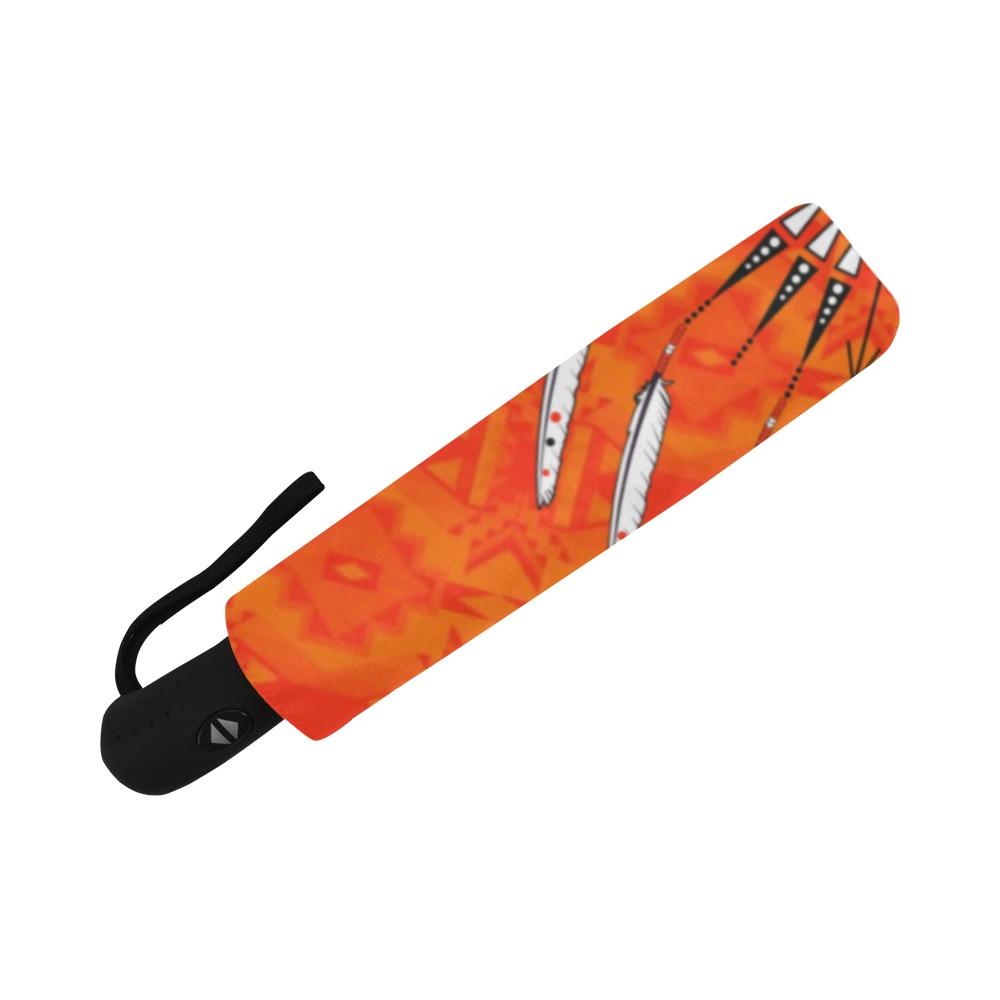 Fancy Orange Feather Directions Auto-Foldable Umbrella (Model U04) Auto-Foldable Umbrella e-joyer 