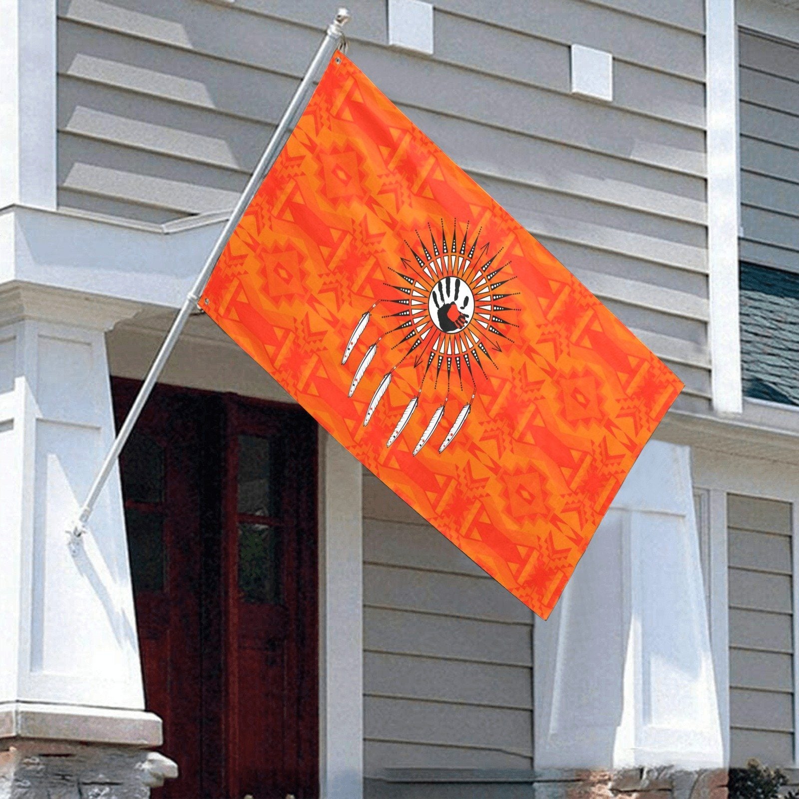 Fancy Orange Feather Directions Garden Flag 59"x35" Garden Flag 59"x35" e-joyer 