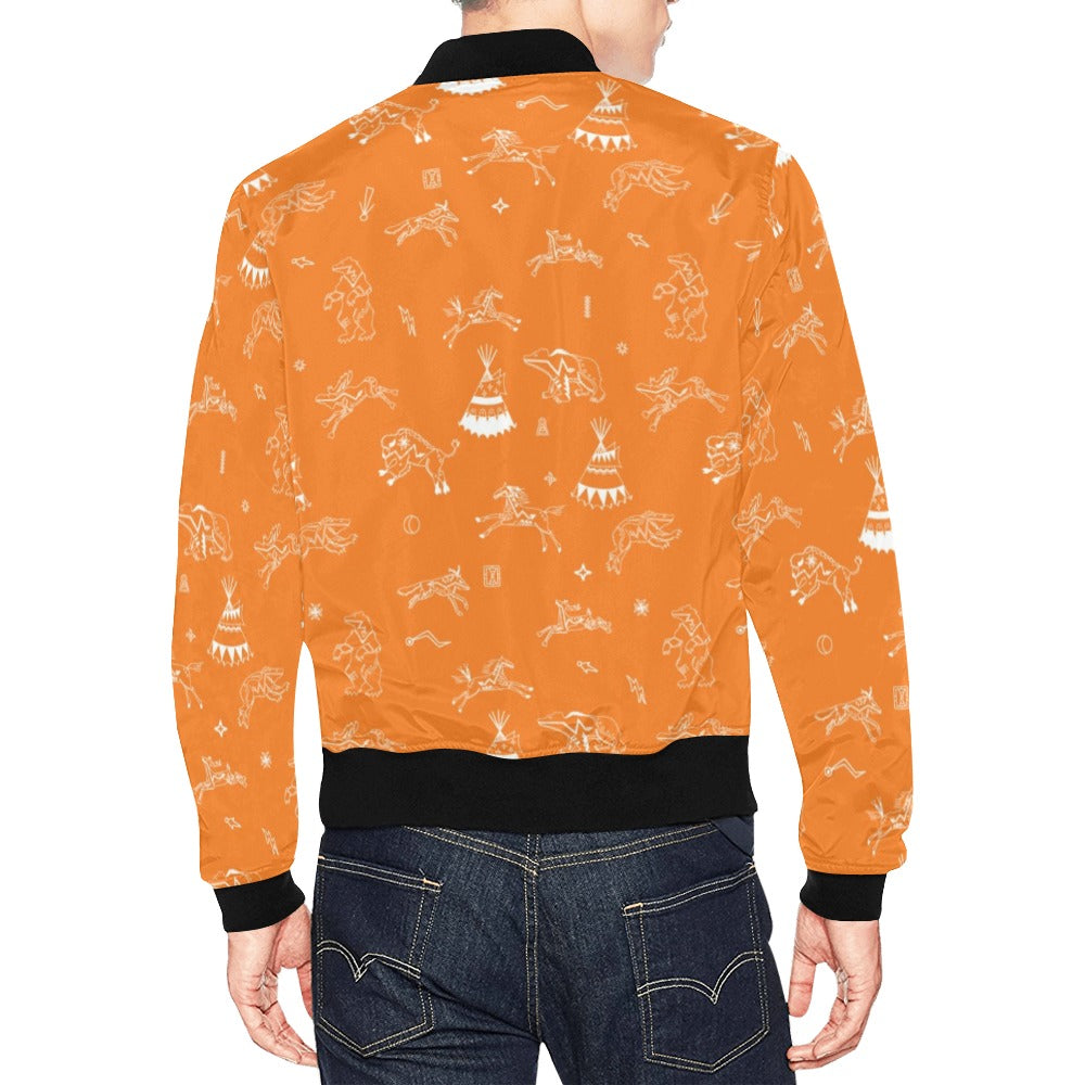 Ledger Dables Orange All Over Print Bomber Jacket for Men