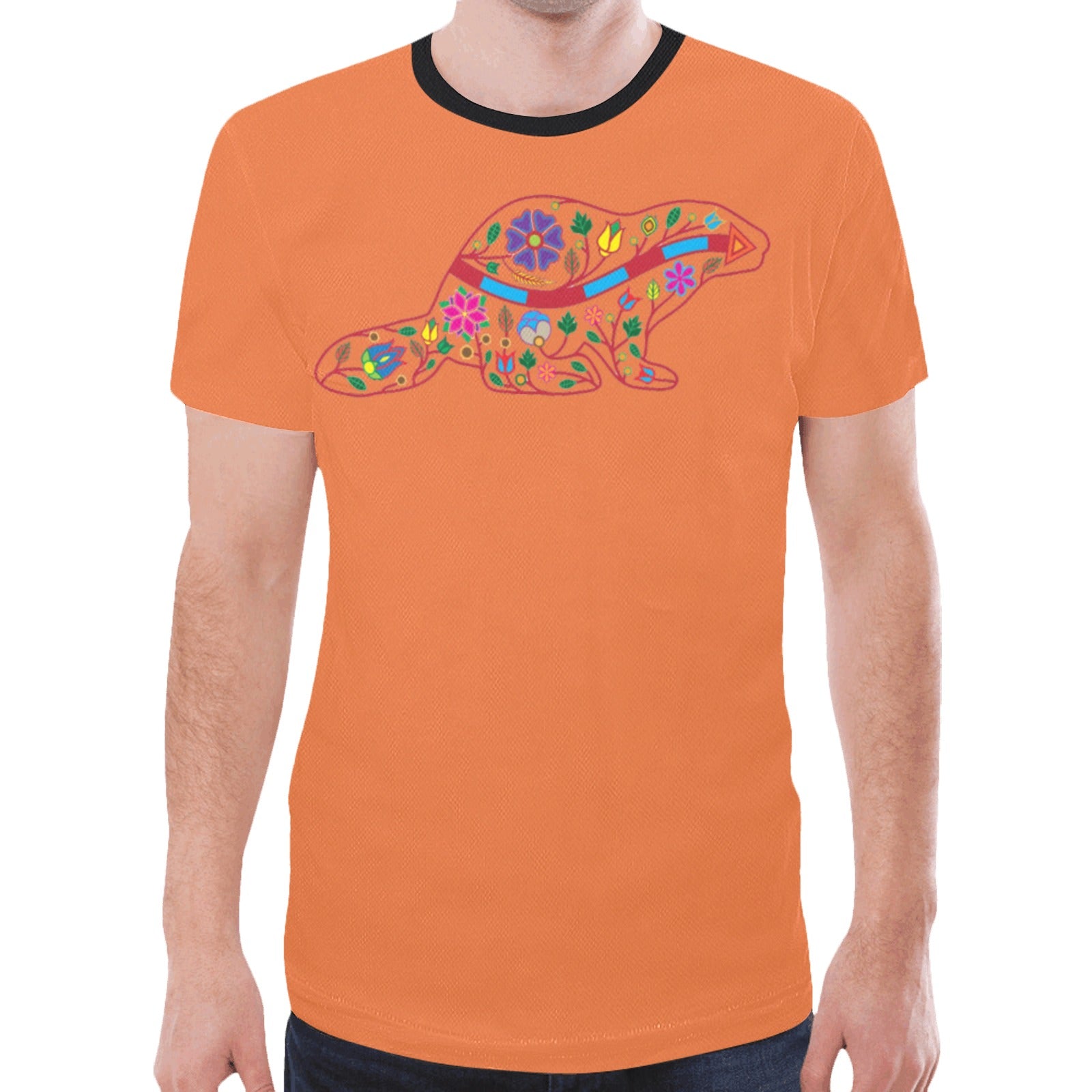 Floral Beaver Spirit Guide (Orange) T-shirt for Men