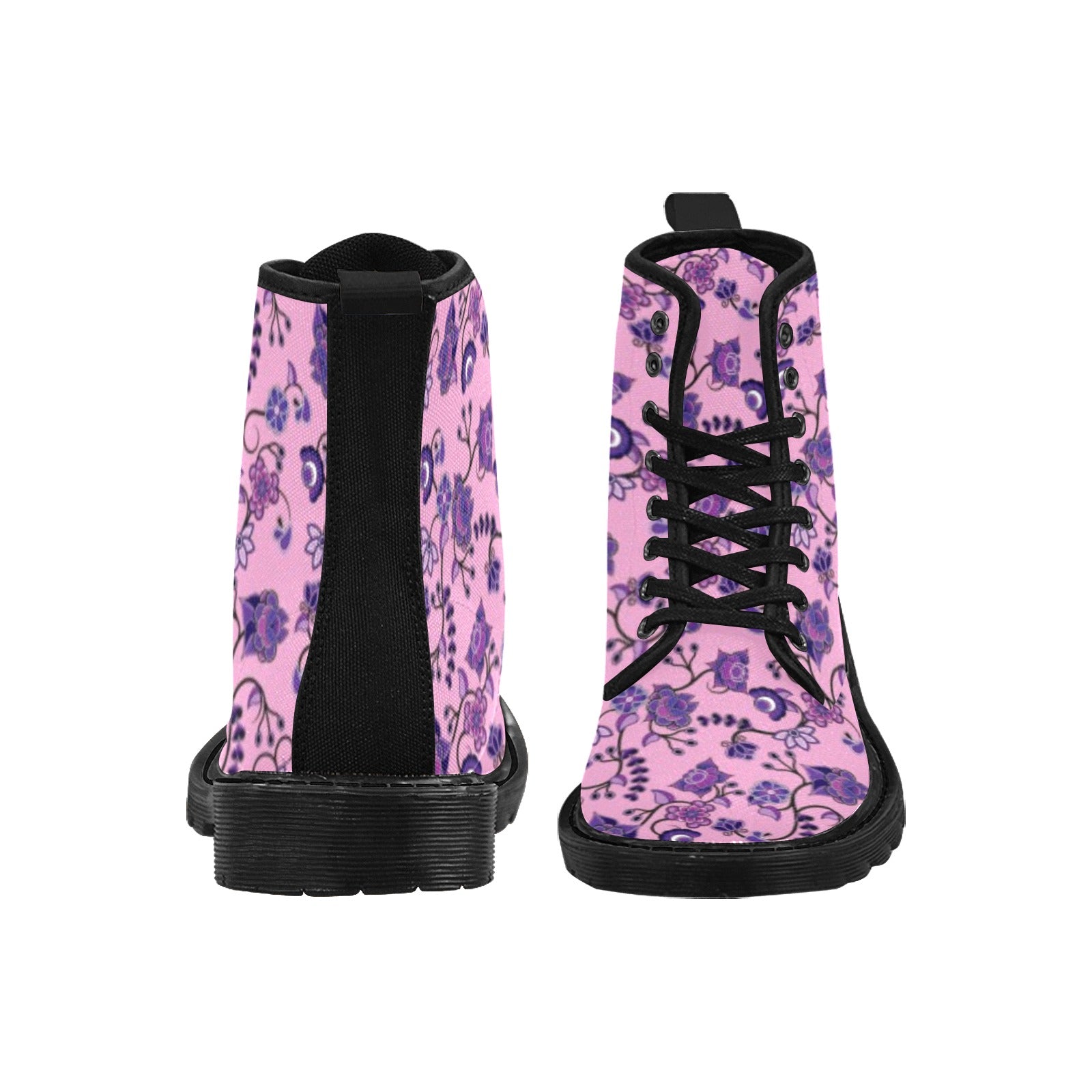 Purple Floral Amour Boots for Women (Black)