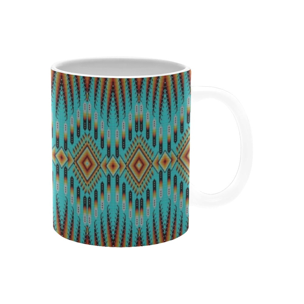 Fire Feather Turquoise White Mug(11OZ)