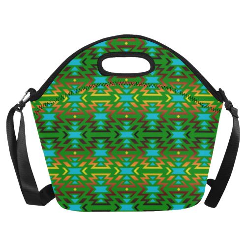 Fire Colors and Sky Green Neoprene Lunch Bag/Large (Model 1669) Neoprene Lunch Bag/Large (1669) e-joyer 