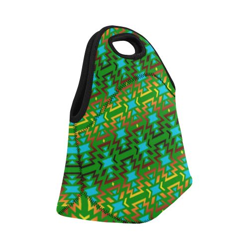Fire Colors and Sky Green Neoprene Lunch Bag/Small (Model 1669) Neoprene Lunch Bag/Small (1669) e-joyer 