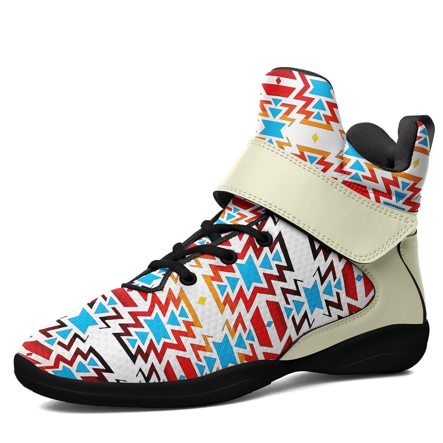 Fire Colors and Sky Ipottaa Basketball / Sport High Top Shoes 49 Dzine US Women 4.5 / US Youth 3.5 / EUR 35 Black Sole with Cream Strap 