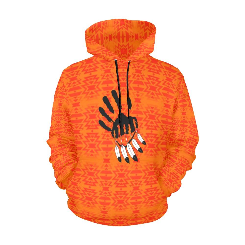 Fire Colors and Turquoise A feather for each All Over Print Hoodie for Women (USA Size) (Model H13) All Over Print Hoodie for Women (H13) e-joyer 