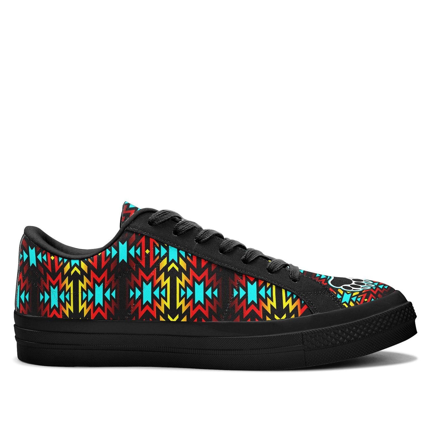 Fire Colors and Turquoise Bearpaw Aapisi Low Top Canvas Shoes Black Sole 49 Dzine 