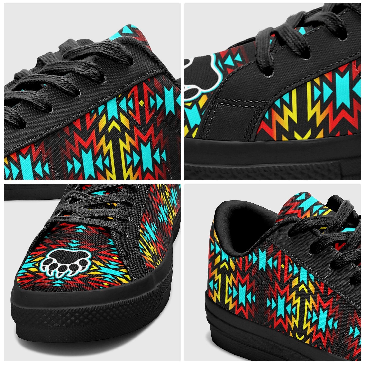 Fire Colors and Turquoise Bearpaw Aapisi Low Top Canvas Shoes Black Sole 49 Dzine 