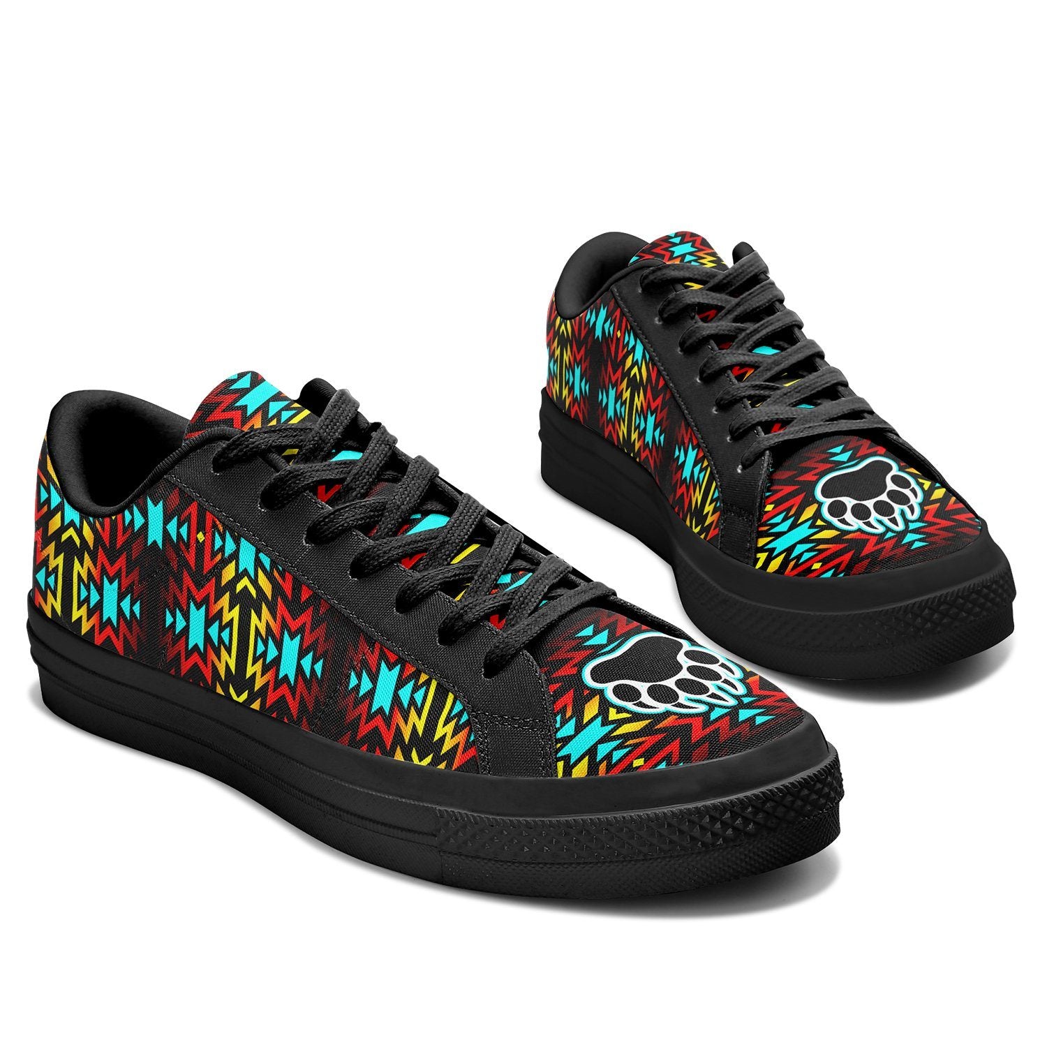 Fire Colors and Turquoise Bearpaw Aapisi Low Top Canvas Shoes Black Sole 49 Dzine 