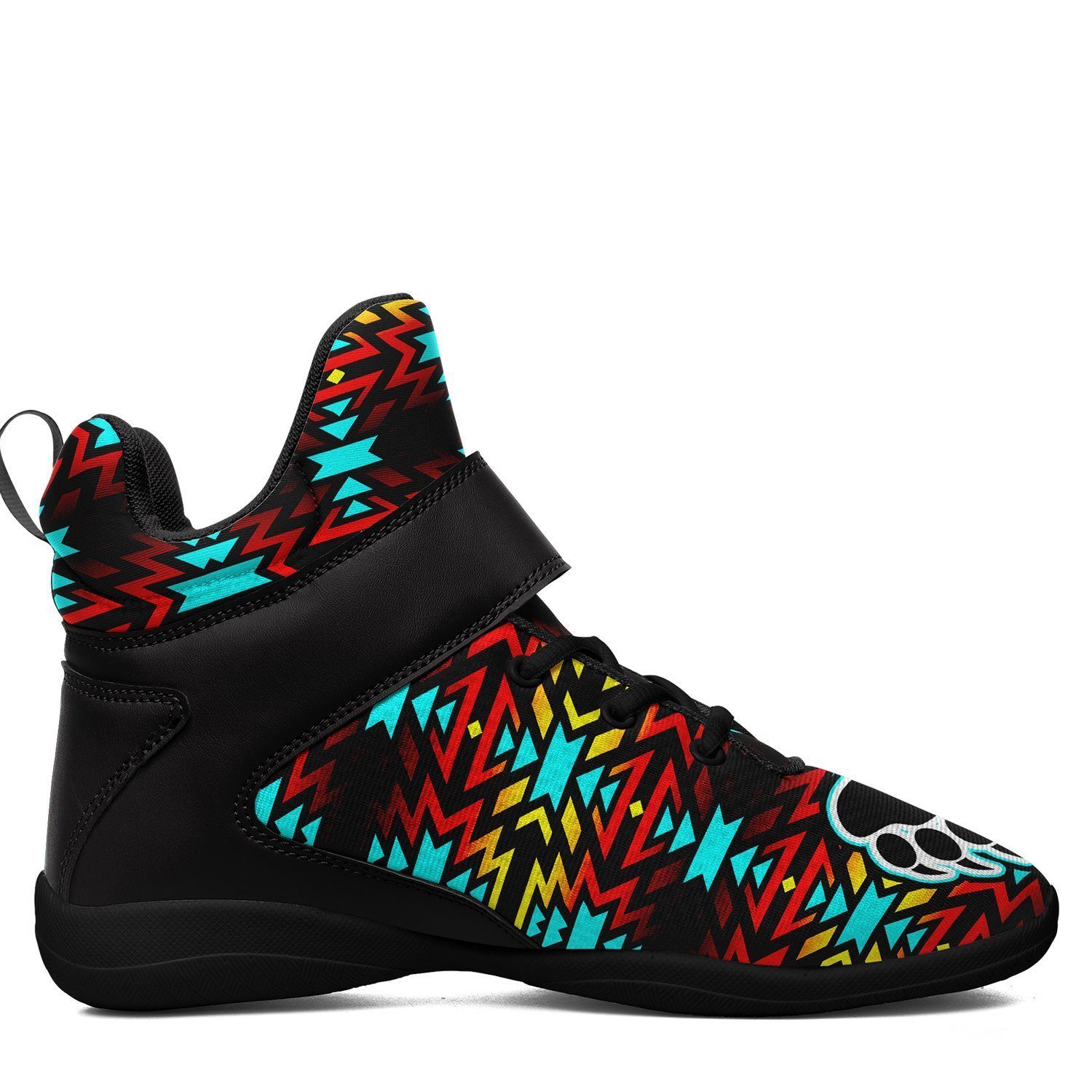 Fire Colors and Turquoise Bearpaw Ipottaa Basketball / Sport High Top Shoes - Black Sole 49 Dzine 