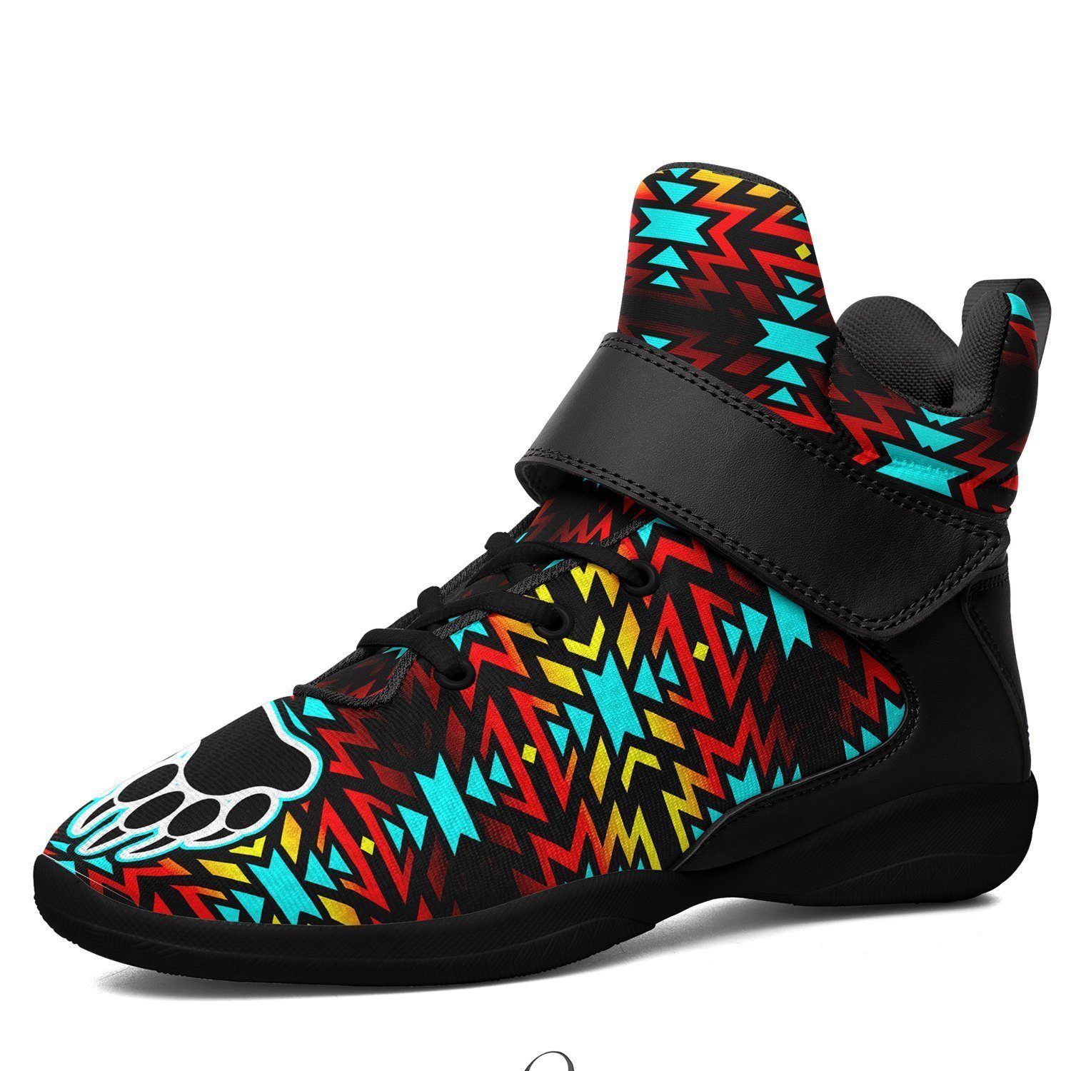 Fire Colors and Turquoise Bearpaw Ipottaa Basketball / Sport High Top Shoes - Black Sole 49 Dzine US Men 7 / EUR 40 Black Sole with Black Strap 