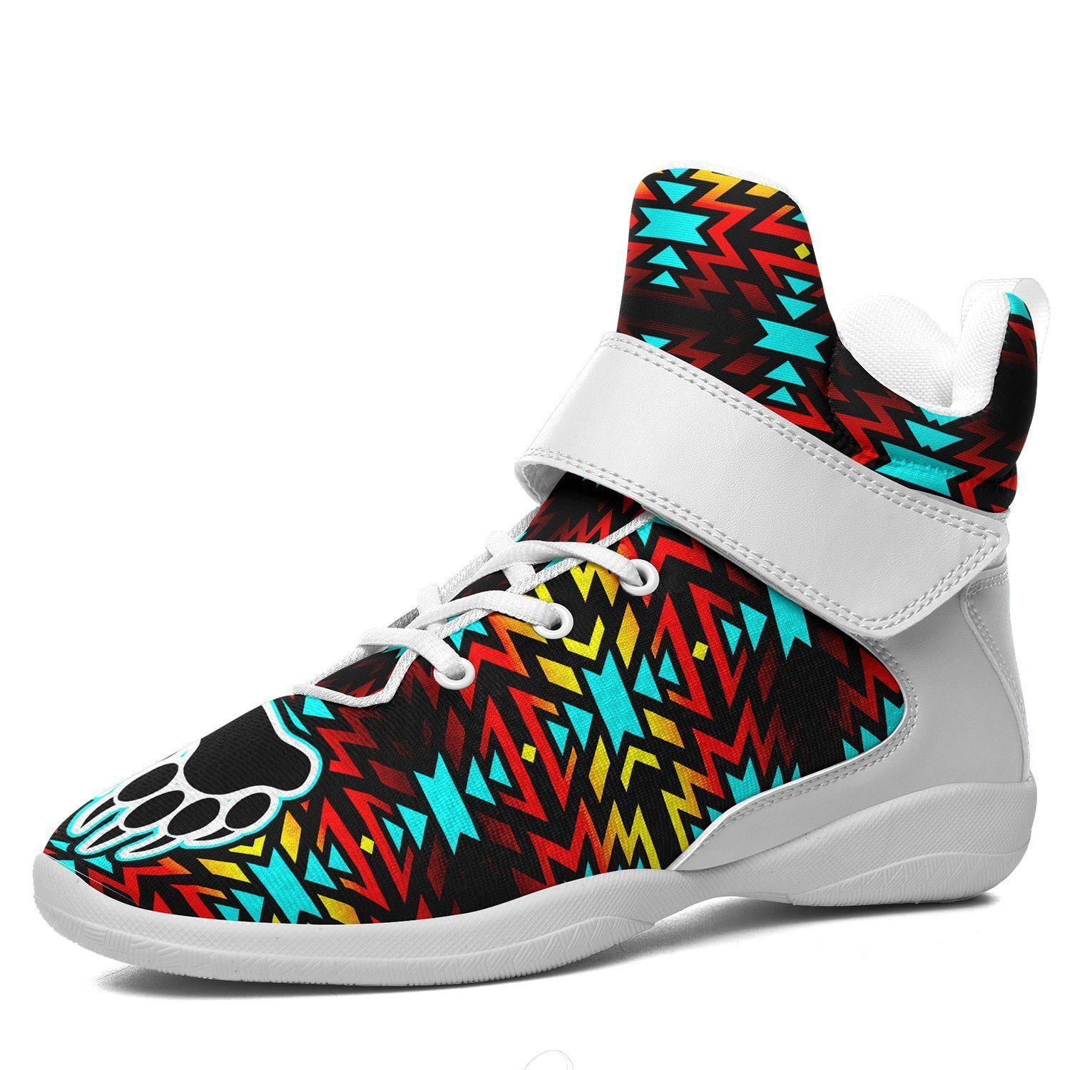 Fire Colors and Turquoise Bearpaw Ipottaa Basketball / Sport High Top Shoes - White Sole 49 Dzine US Men 7 / EUR 40 White Sole with White Strap 
