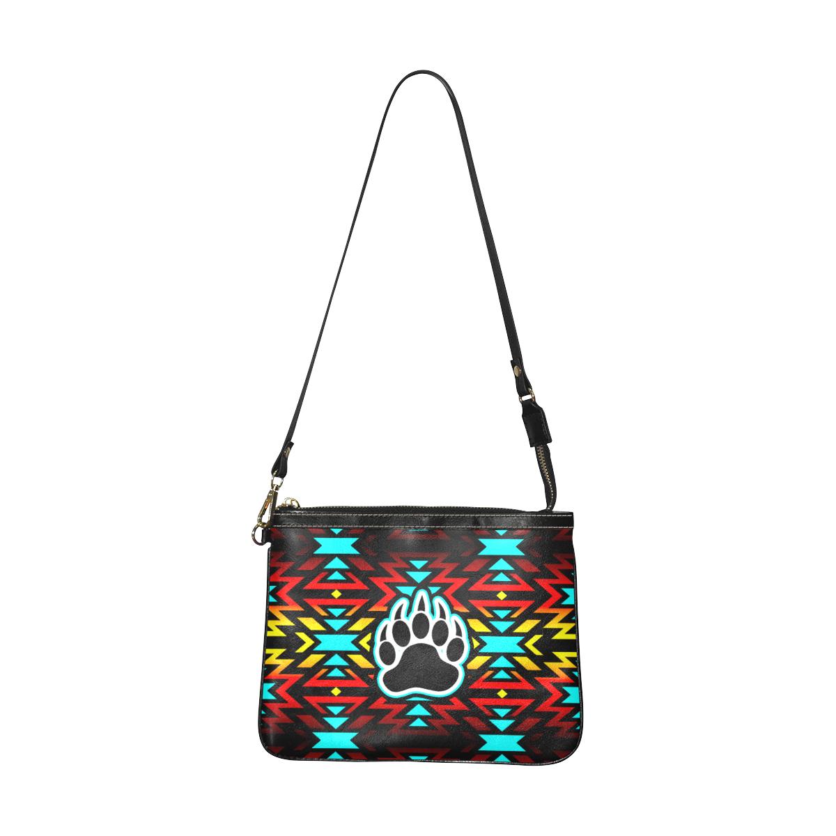 Fire Colors and Turquoise Bearpaw Small Shoulder Bag (Model 1710) Small Shoulder Bag (1710) e-joyer 