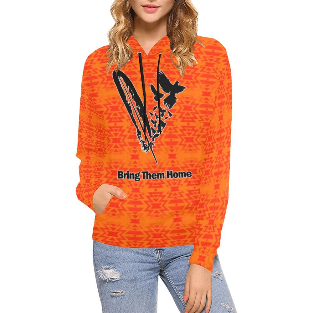 Fire Colors and Turquoise Bring Them Home All Over Print Hoodie for Women (USA Size) (Model H13) All Over Print Hoodie for Women (H13) e-joyer 
