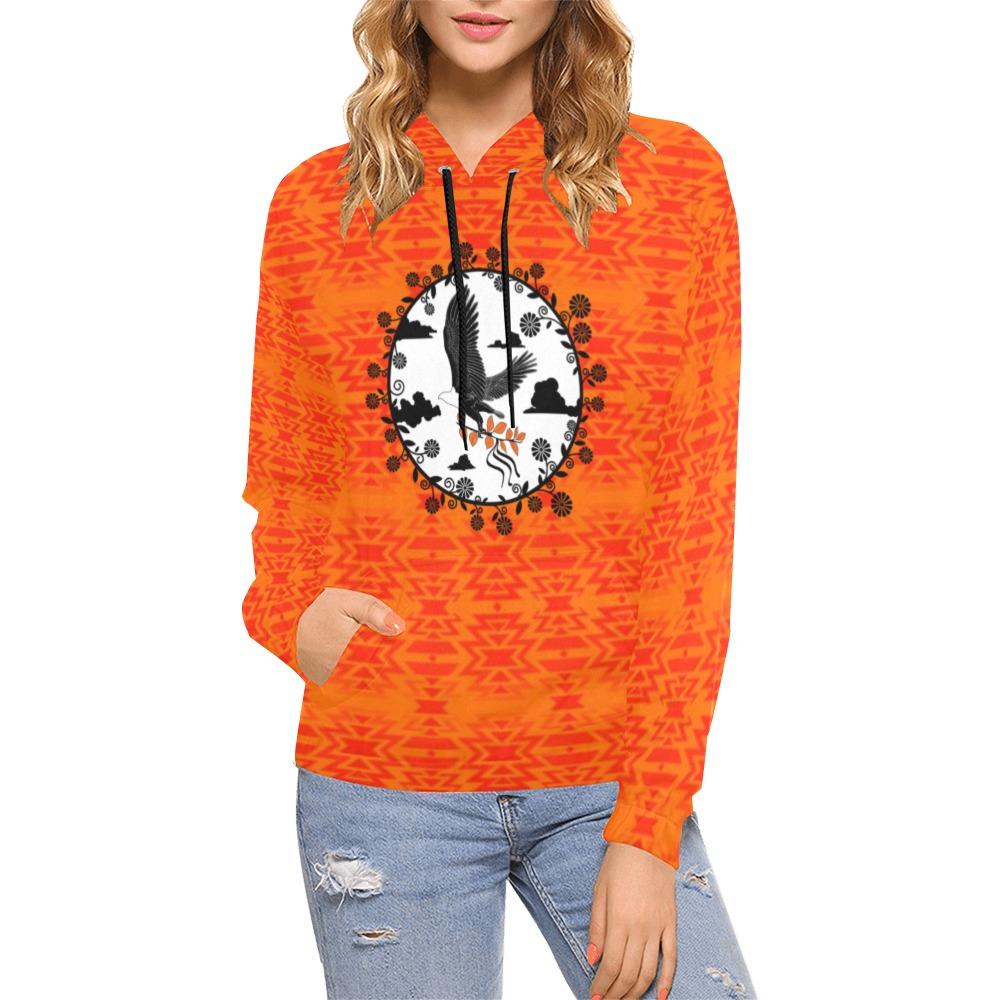 Fire Colors and Turquoise Carrying Their Prayers All Over Print Hoodie for Women (USA Size) (Model H13) All Over Print Hoodie for Women (H13) e-joyer 