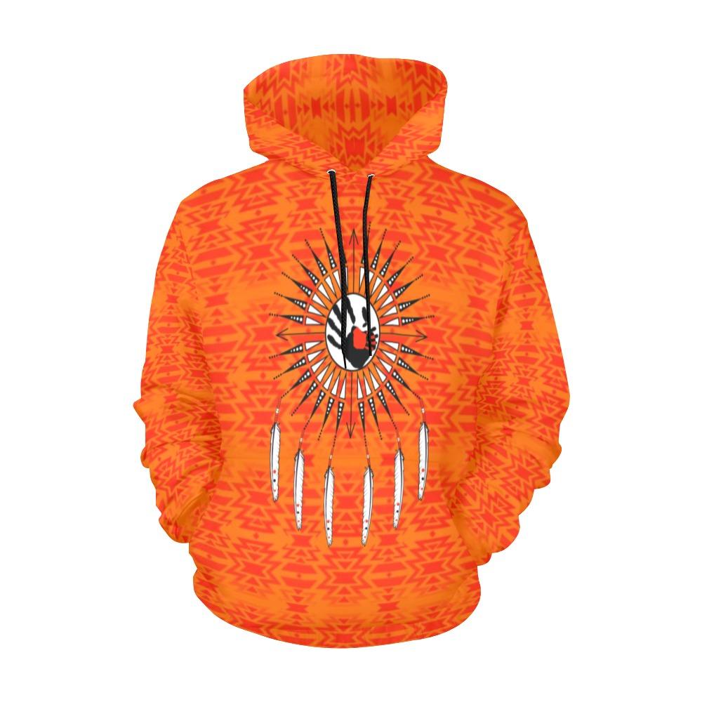 Fire Colors and Turquoise Feather Directions All Over Print Hoodie for Women (USA Size) (Model H13) All Over Print Hoodie for Women (H13) e-joyer 