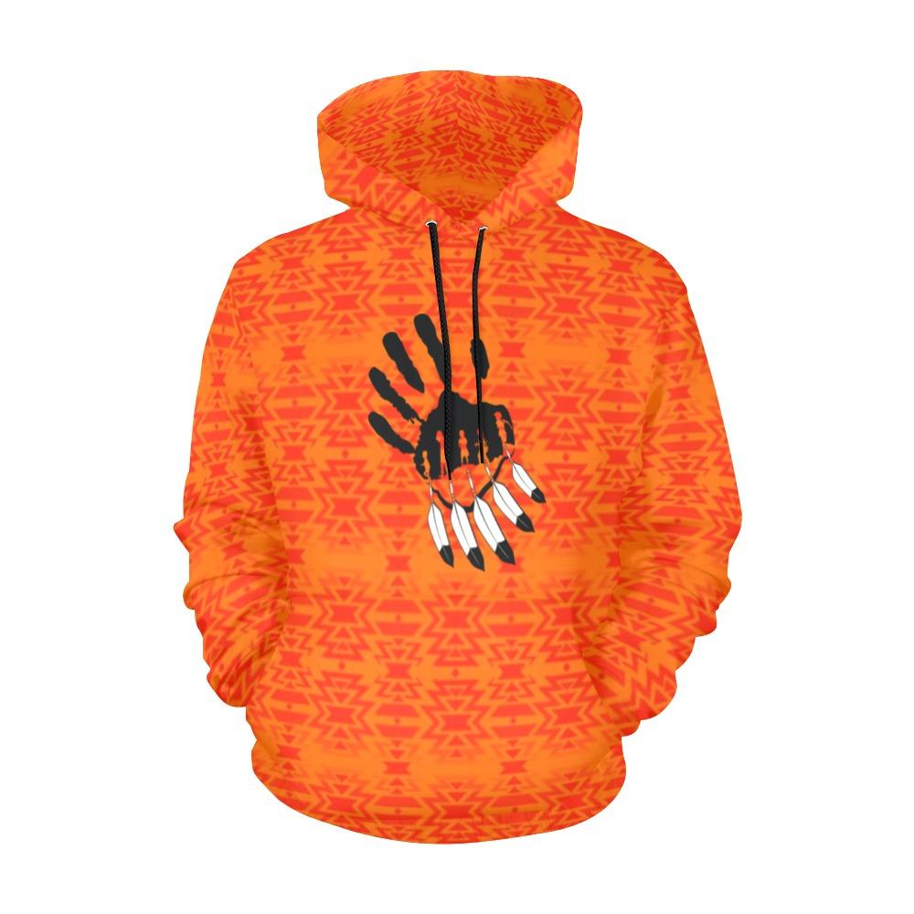 Fire Colors and Turquoise Orange A feather for each All Over Print Hoodie for Men (USA Size) (Model H13) All Over Print Hoodie for Men (H13) e-joyer 