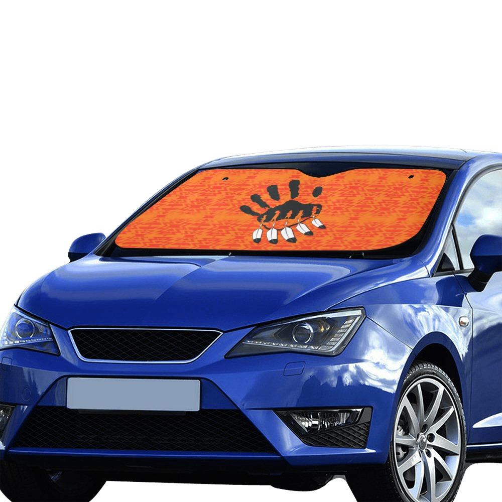 Fire Colors and Turquoise Orange A feather for each Car Sun Shade 55"x30" Car Sun Shade e-joyer 