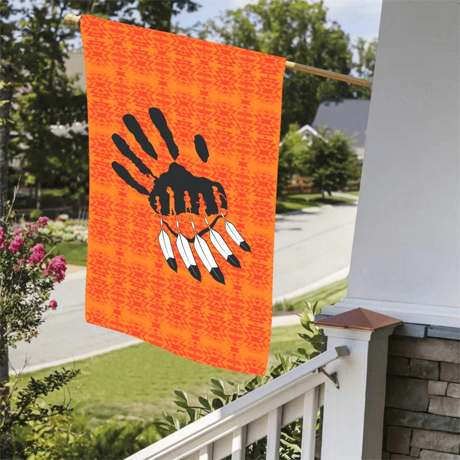 Fire Colors and Turquoise Orange - A feather for Each Garden Flag 36''x60'' (Two Sides Printing) Garden Flag 36‘’x60‘’ (Two Sides) e-joyer 