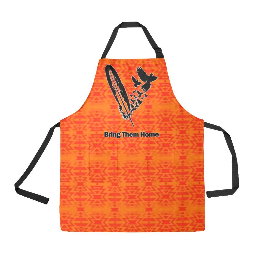 Fire Colors and Turquoise Orange Bring Them Home All Over Print Apron All Over Print Apron e-joyer 