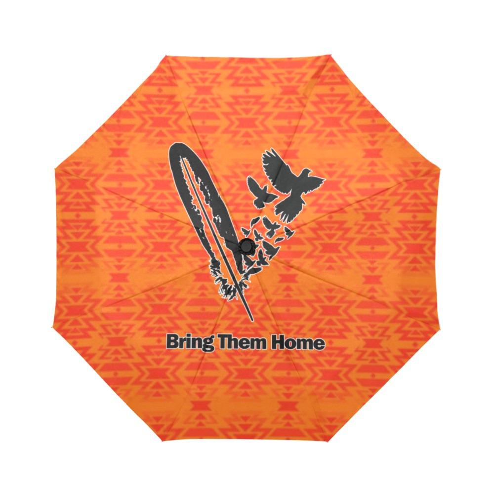 Fire Colors and Turquoise Orange Bring Them Home Auto-Foldable Umbrella (Model U04) Auto-Foldable Umbrella e-joyer 