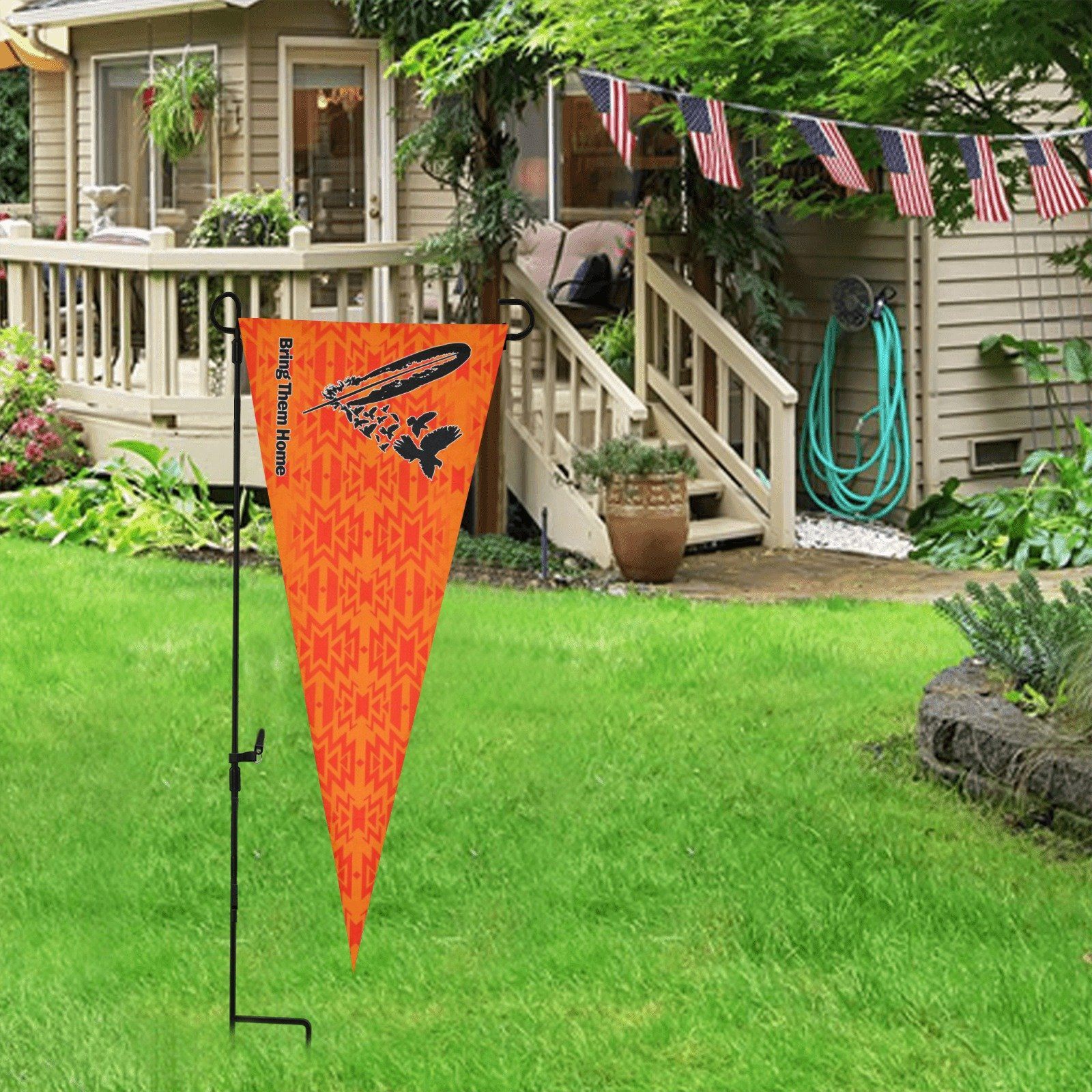 Fire Colors and Turquoise Orange Bring Them Home Trigonal Garden Flag 30"x12" Trigonal Garden Flag 30"x12" e-joyer 