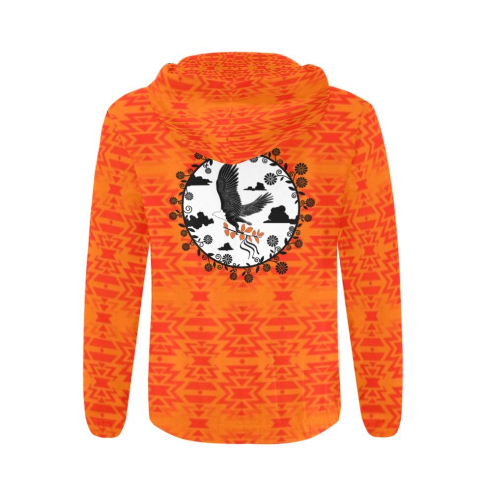 Fire Colors and Turquoise Orange Carrying Their Prayers All Over Print Full Zip Hoodie for Men (Model H14) All Over Print Full Zip Hoodie for Men (H14) e-joyer 