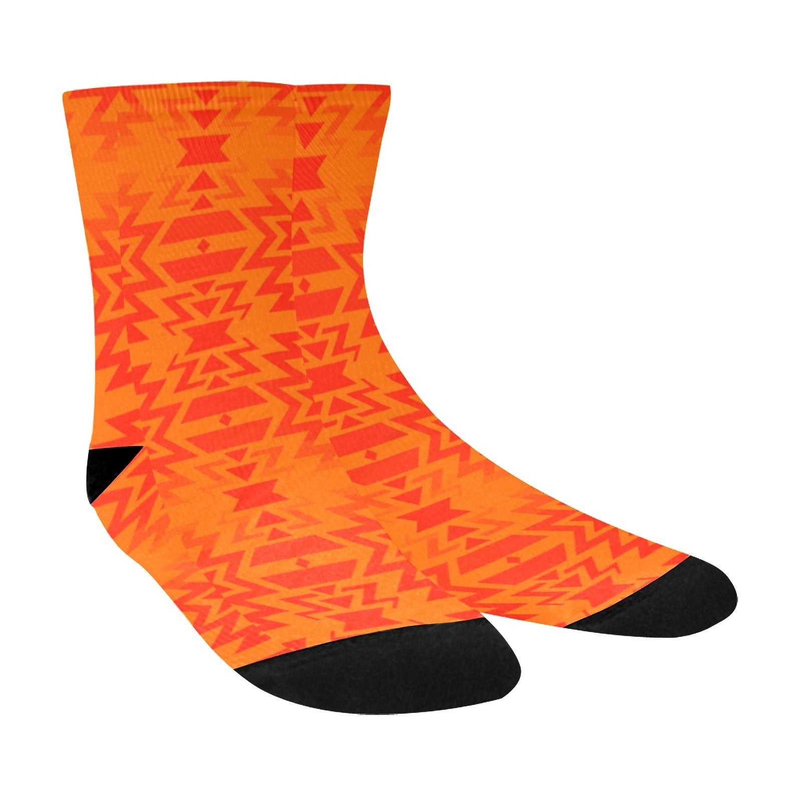 Fire Colors and Turquoise Orange Crew Socks Crew Socks e-joyer 