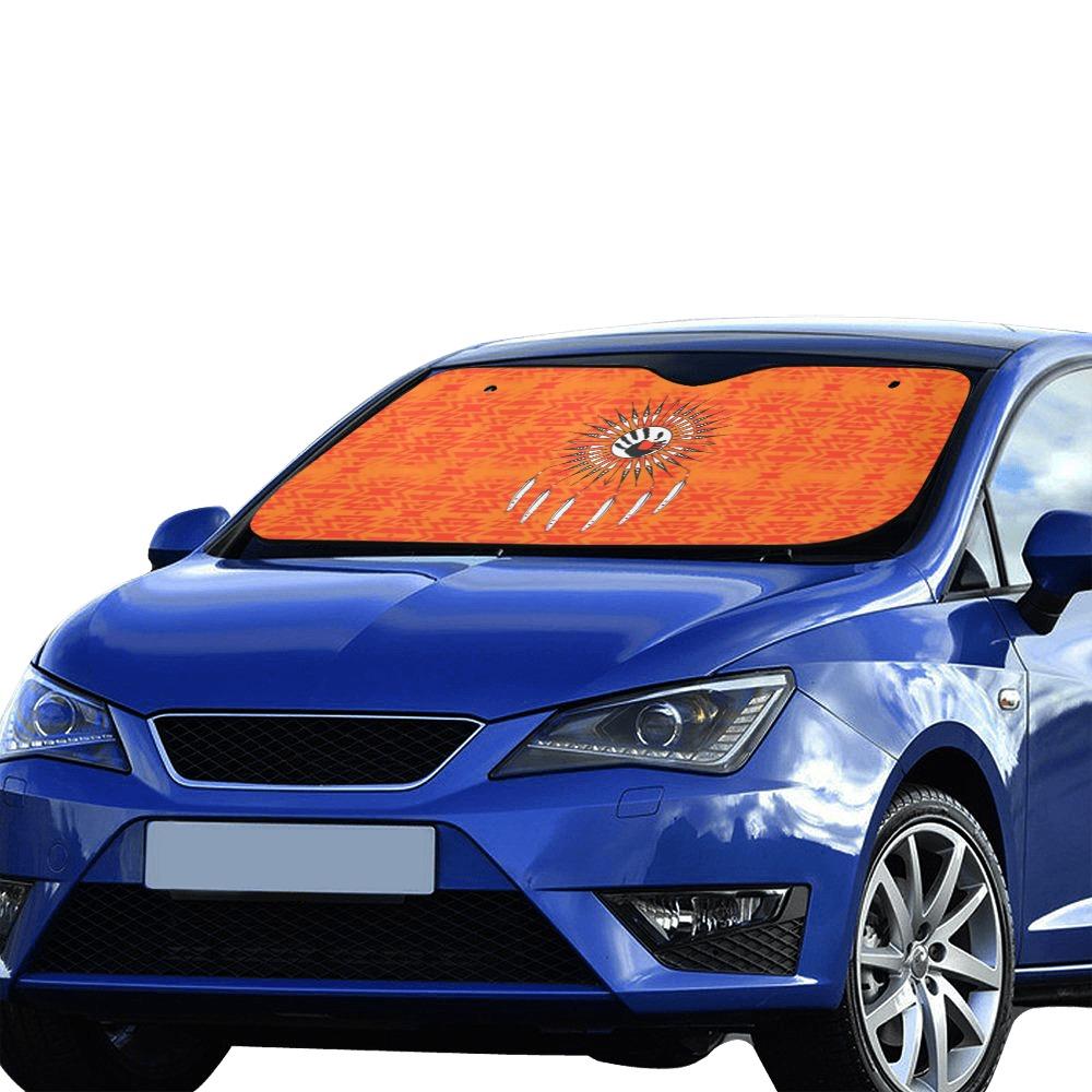 Fire Colors and Turquoise Orange Feather Directions Car Sun Shade 55"x30" Car Sun Shade e-joyer 