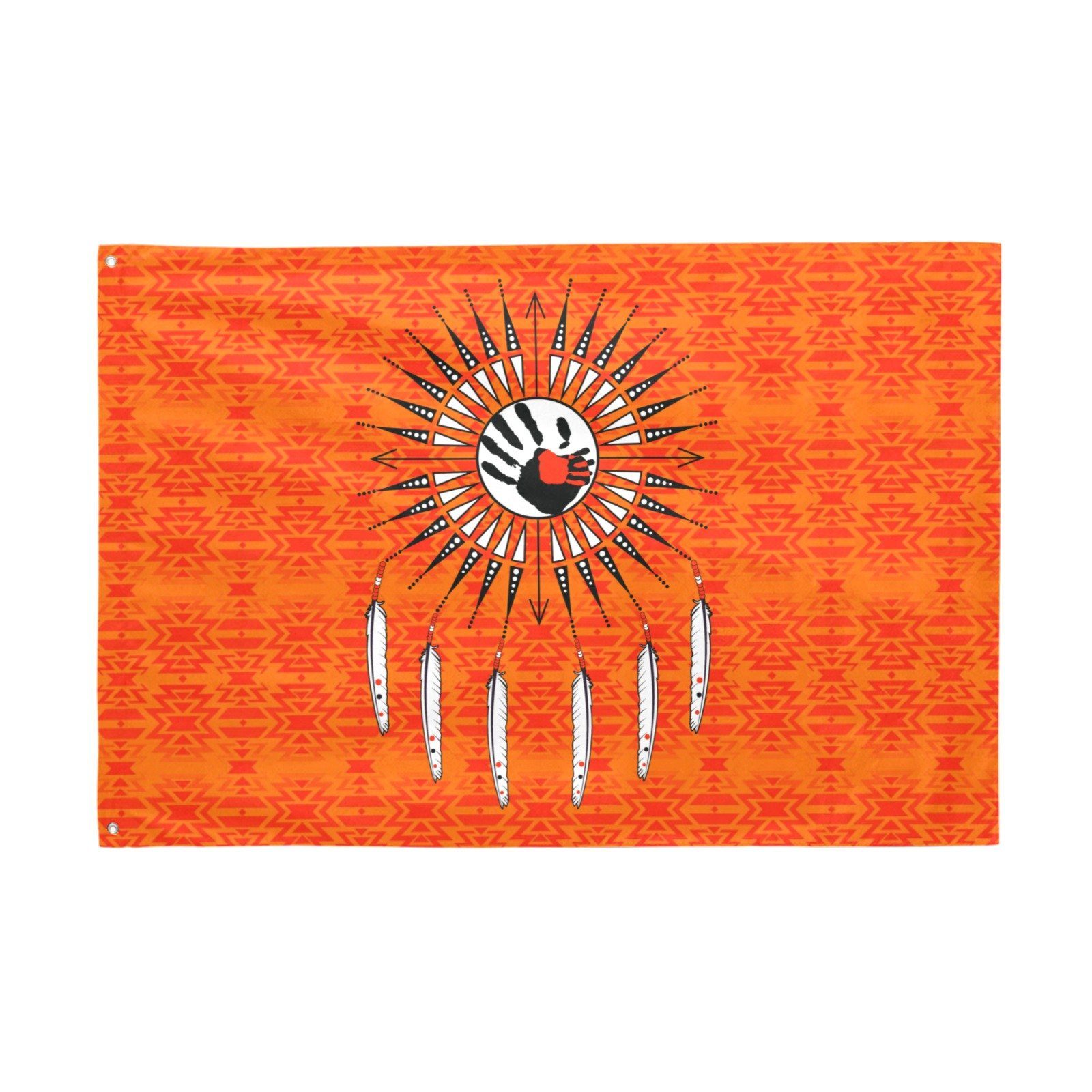 Fire Colors and Turquoise Orange Feather Directions Garden Flag 70"x47" Garden Flag 70"x47" e-joyer 