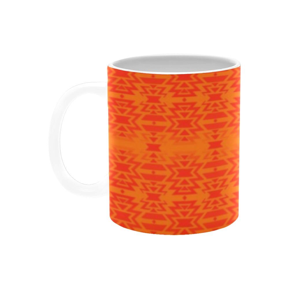 Fire Colors and Turquoise Orange Feather Directions White Mug(11OZ) White Mug e-joyer 